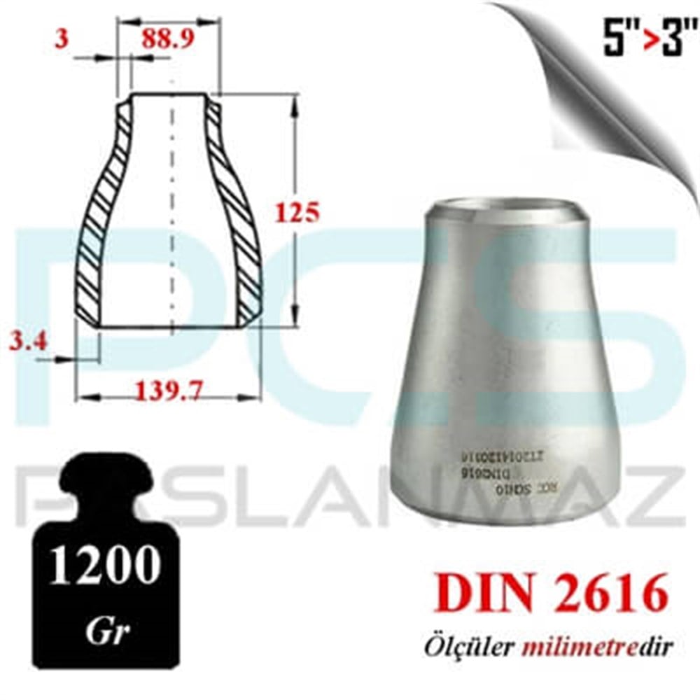 PASLANMAZ ÇELİK 304 KALİTE KONSANTRİK REDÜKSİYON