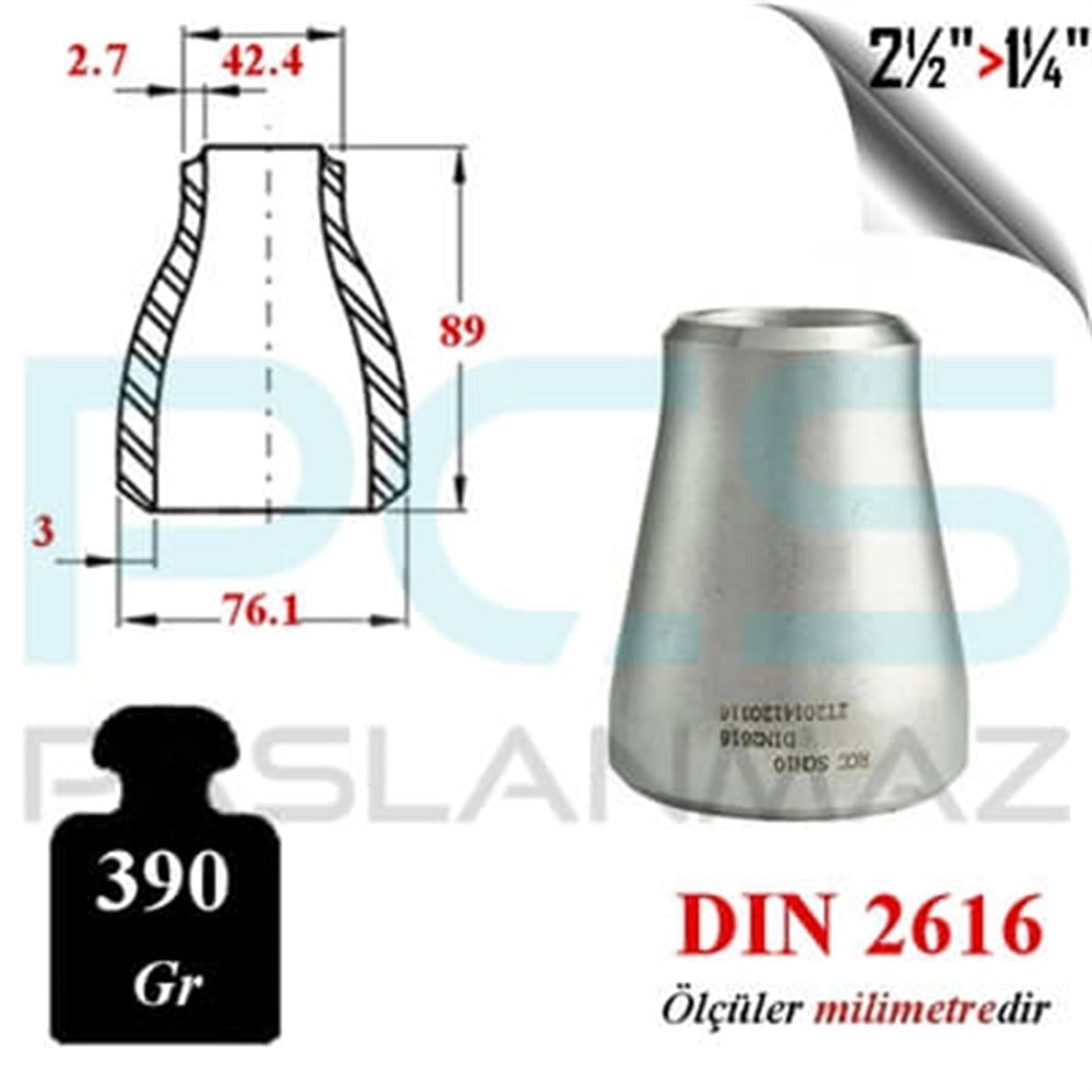 PASLANMAZ ÇELİK 304 KALİTE KONSANTRİK REDÜKSİYON