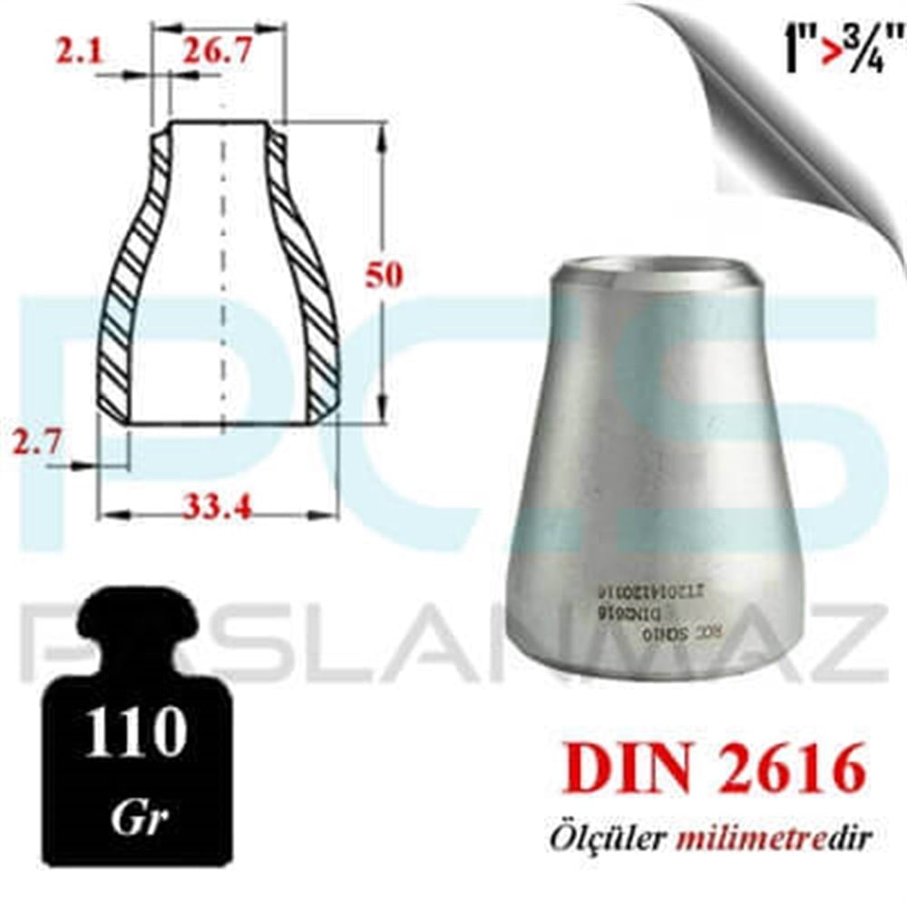 PASLANMAZ ÇELİK 304 KALİTE KONSANTRİK REDÜKSİYON