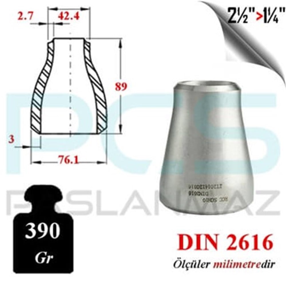 PASLANMAZ ÇELİK 304 KALİTE KONSANTRİK REDÜKSİYON