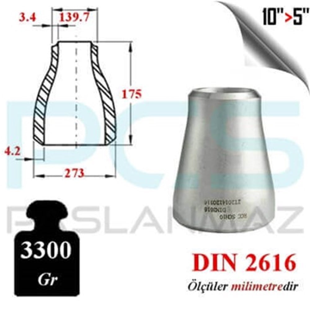 PASLANMAZ ÇELİK 304 KALİTE KONSANTRİK REDÜKSİYON