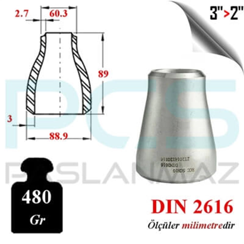 PASLANMAZ ÇELİK 304 KALİTE KONSANTRİK REDÜKSİYON