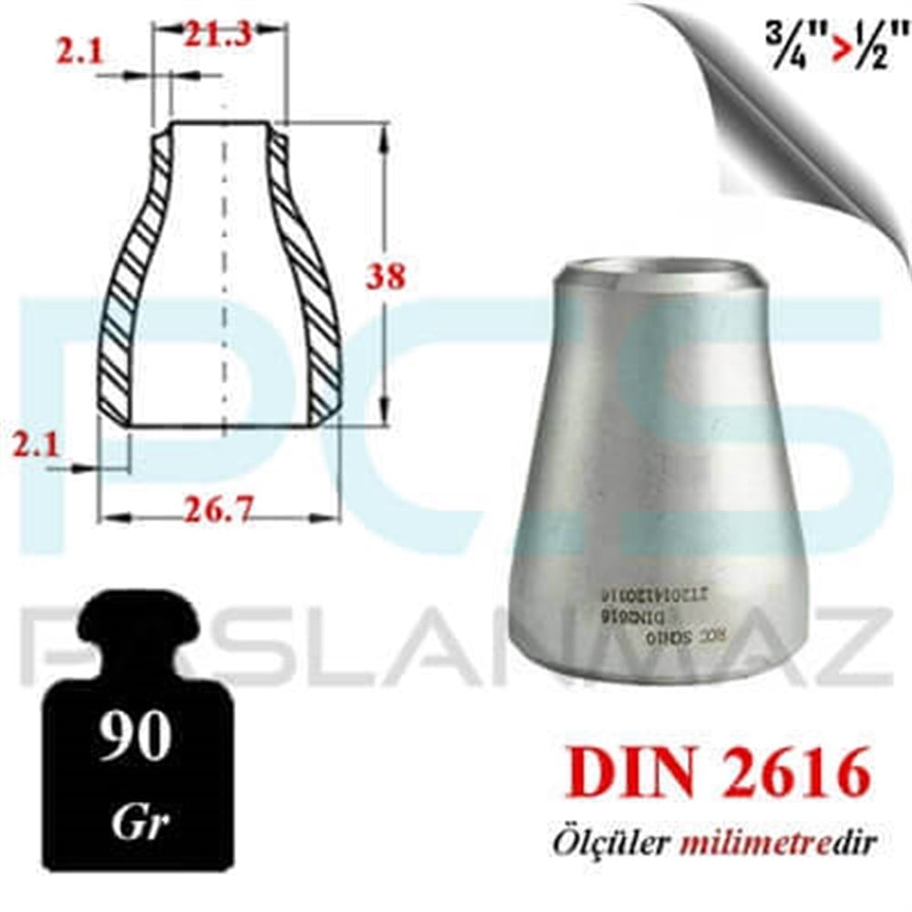 PASLANMAZ ÇELİK 304 KALİTE KONSANTRİK REDÜKSİYON