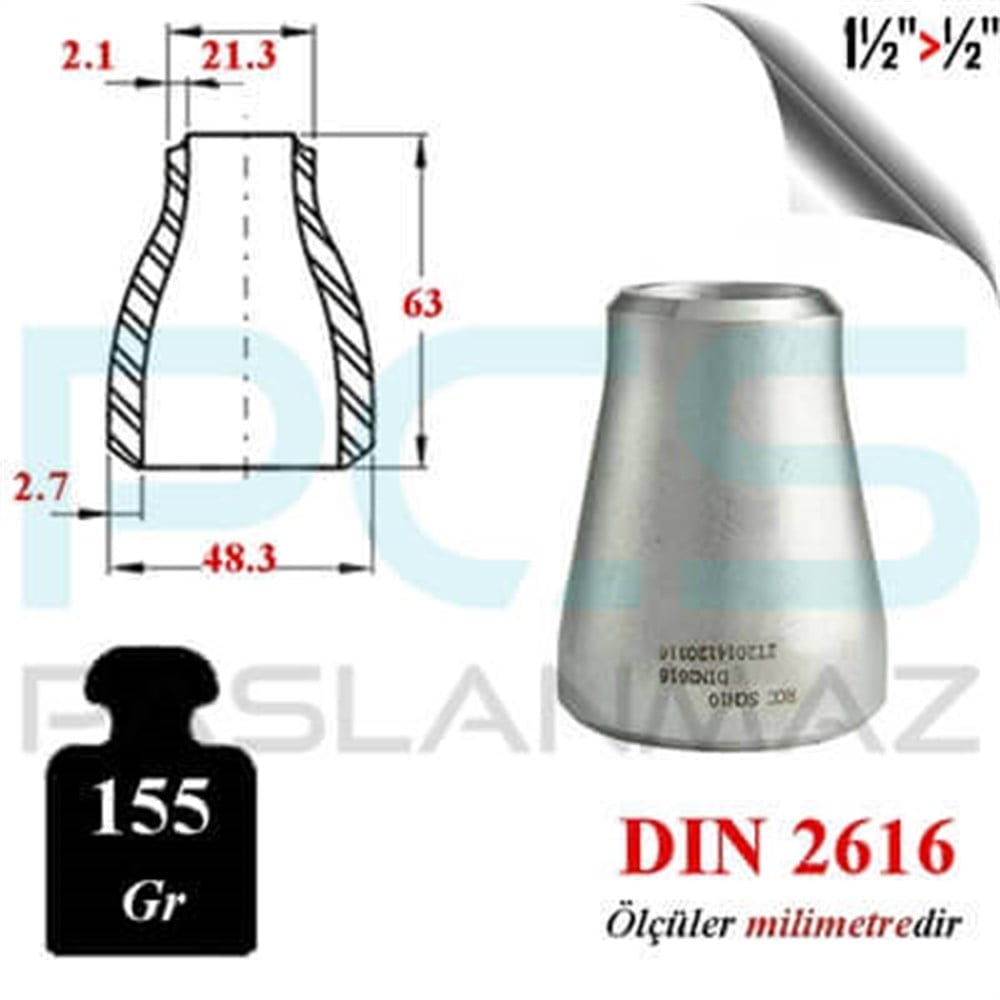 PASLANMAZ ÇELİK 304 KALİTE KONSANTRİK REDÜKSİYON