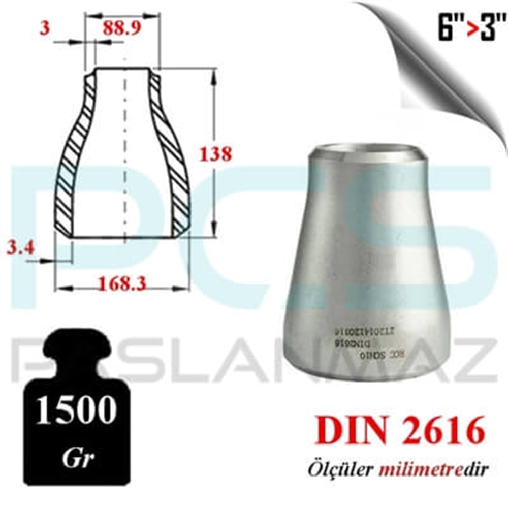 PASLANMAZ ÇELİK 304 KALİTE KONSANTRİK REDÜKSİYON
