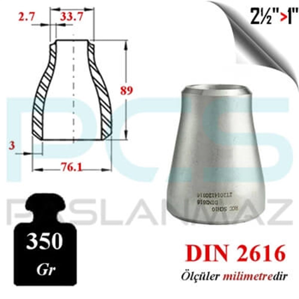 PASLANMAZ ÇELİK 304 KALİTE KONSANTRİK REDÜKSİYON