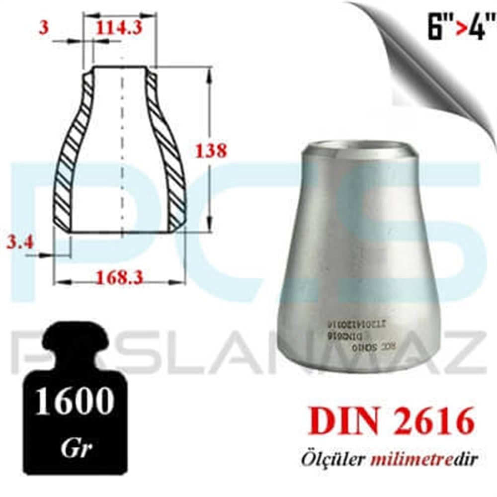 PASLANMAZ ÇELİK 304 KALİTE KONSANTRİK REDÜKSİYON