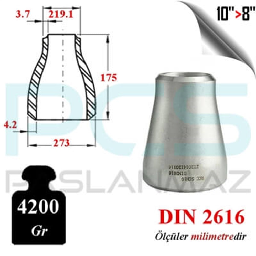 PASLANMAZ ÇELİK 304 KALİTE KONSANTRİK REDÜKSİYON
