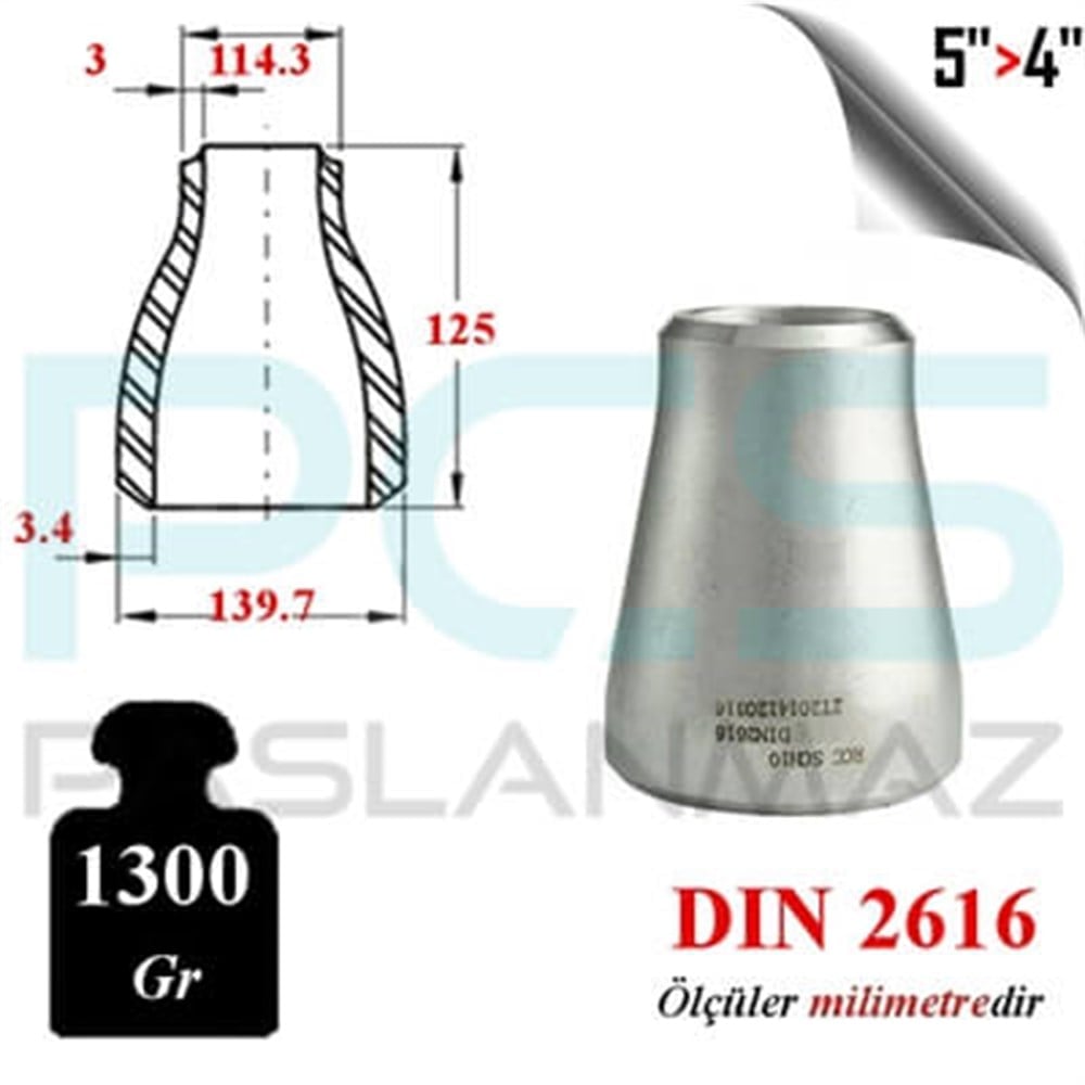 PASLANMAZ ÇELİK 304 KALİTE KONSANTRİK REDÜKSİYON