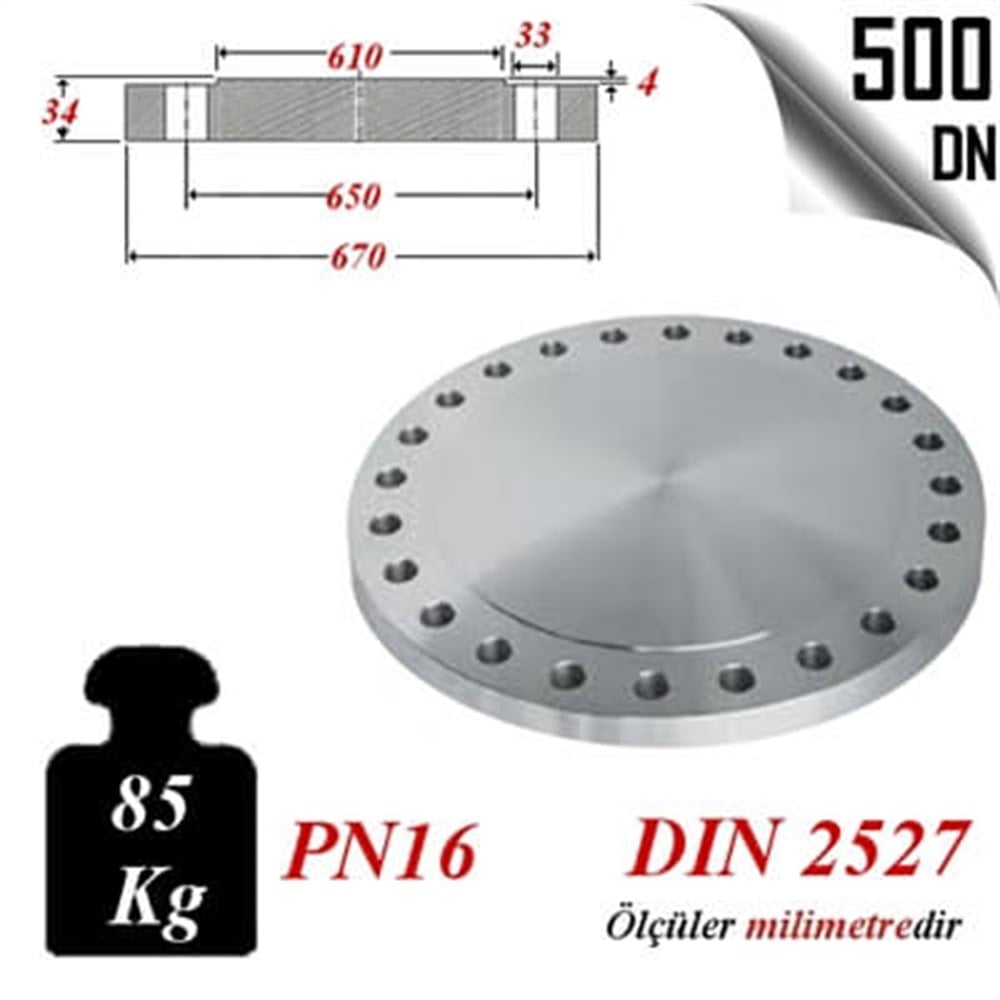 PASLANMAZ ÇELİK 304 KALİTE KÖR FLANŞ