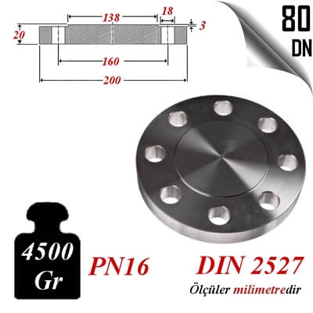 PASLANMAZ ÇELİK 304 KALİTE KÖR FLANŞ
