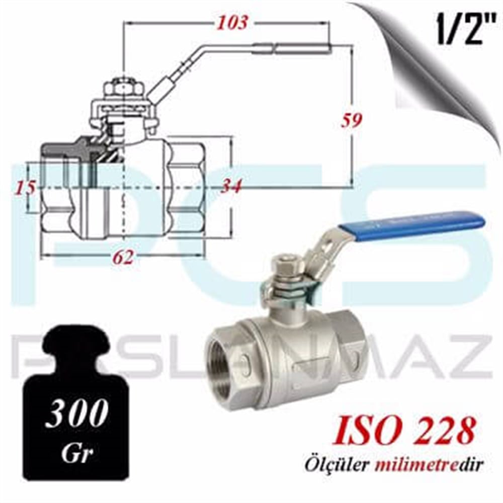 PASLANMAZ ÇELİK 304 KALİTE KÜRESEL VANA