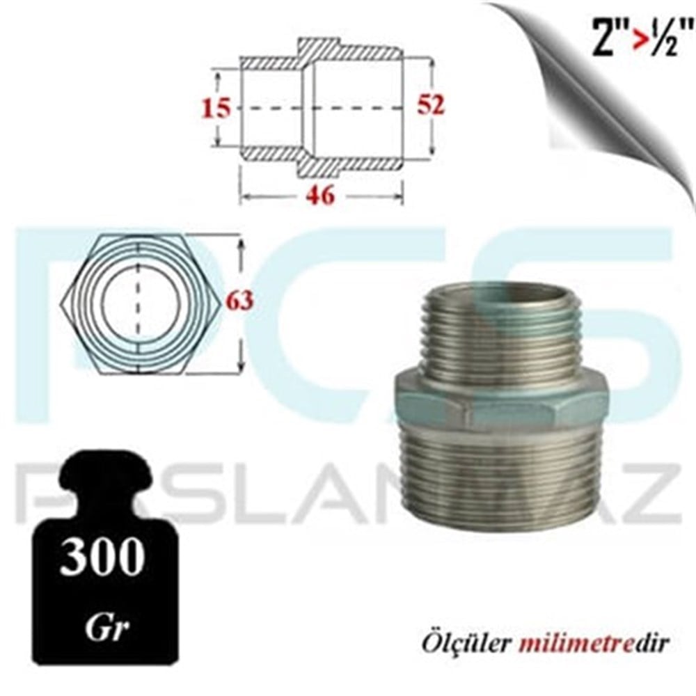 PASLANMAZ ÇELİK 304 KALİTE ORANTILI NİPEL REDÜKSİYON