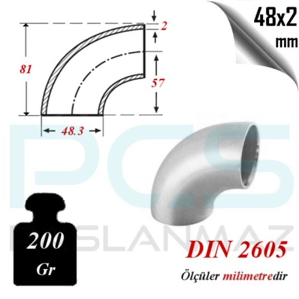 PASLANMAZ ÇELİK 304 KALİTE PATENT DİRSEK