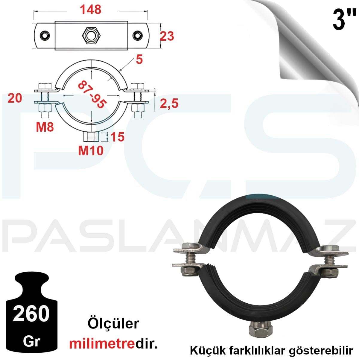 PASLANMAZ ÇELİK 304 KALİTE SOMUNLU BORU KELEPÇESİ