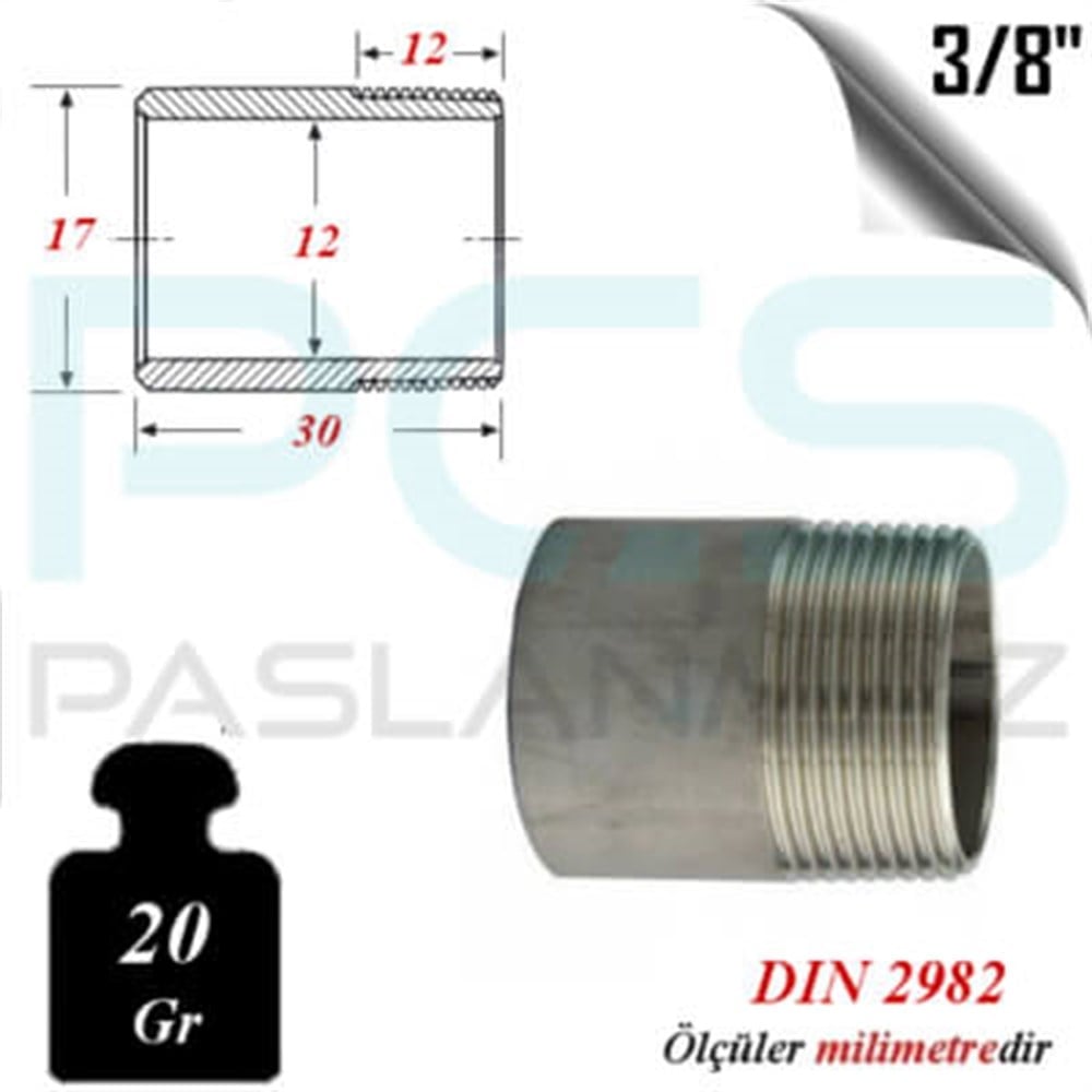 PASLANMAZ ÇELİK 304 KALİTE TEK NİPELLER