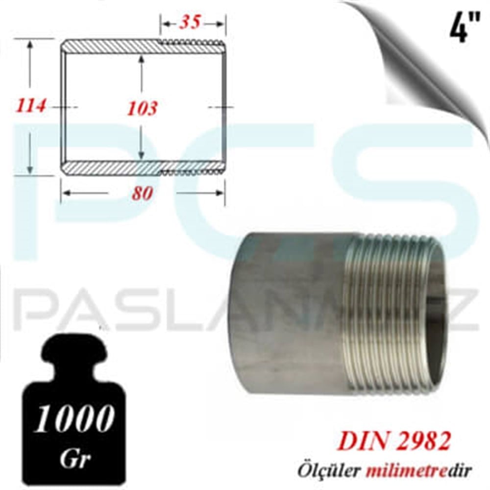 PASLANMAZ ÇELİK 304 KALİTE TEK NİPELLER