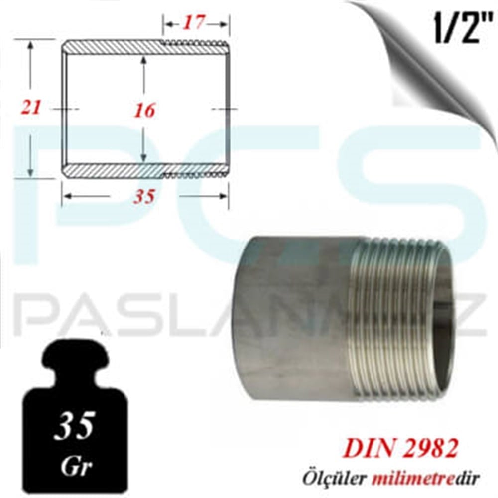 PASLANMAZ ÇELİK 304 KALİTE TEK NİPELLER