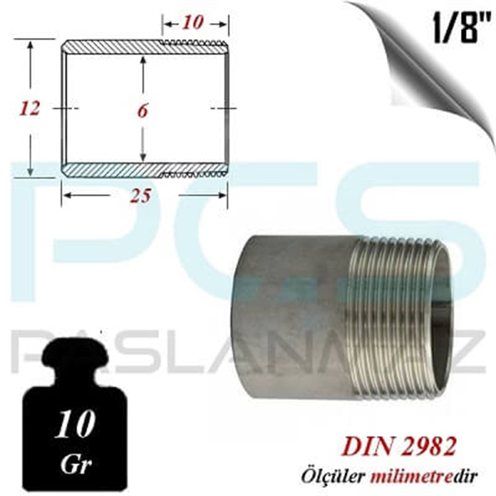 PASLANMAZ ÇELİK 304 KALİTE TEK NİPELLER