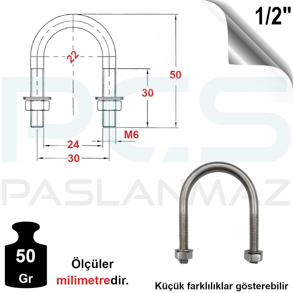 PASLANMAZ ÇELİK 304 KALİTE U BOLT