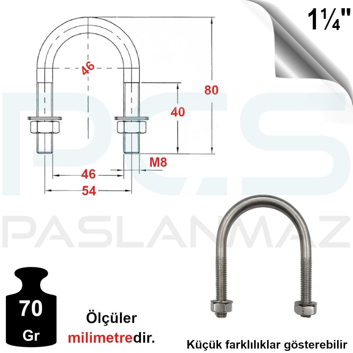 PASLANMAZ ÇELİK 304 KALİTE U BOLT