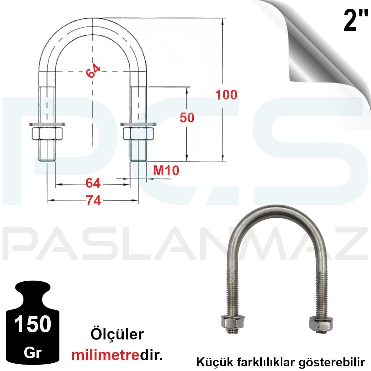 PASLANMAZ ÇELİK 304 KALİTE U BOLT