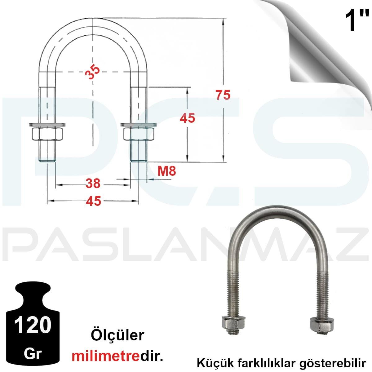 PASLANMAZ ÇELİK 304 KALİTE U BOLT