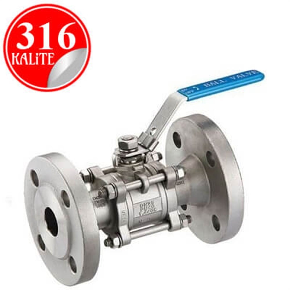 PASLANMAZ ÇELİK 316 KALİTE 3 PARÇALI FLANŞLI VANA