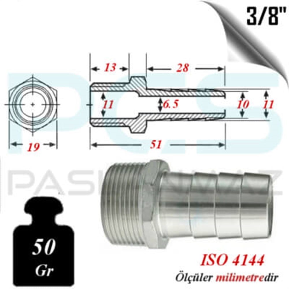 PASLANMAZ ÇELİK 316 KALİTE HORTUM UÇLU NİPELLER