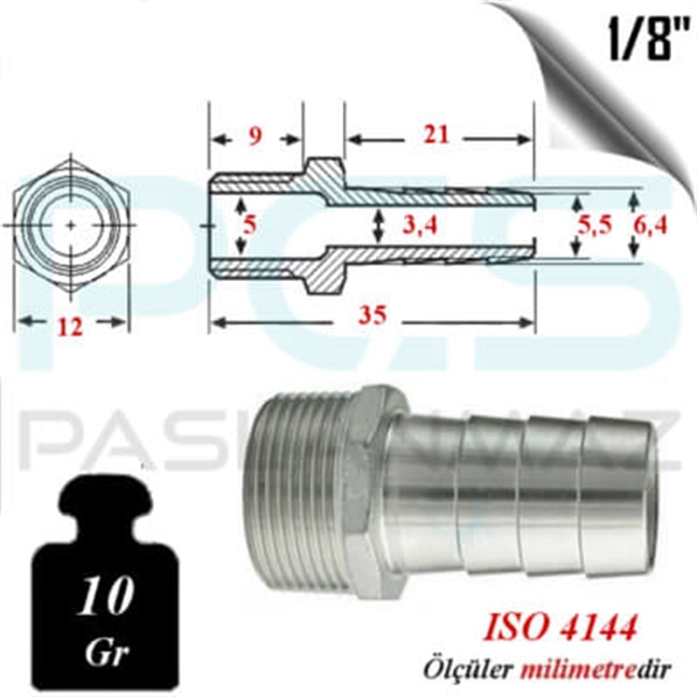 PASLANMAZ ÇELİK 316 KALİTE HORTUM UÇLU NİPEL