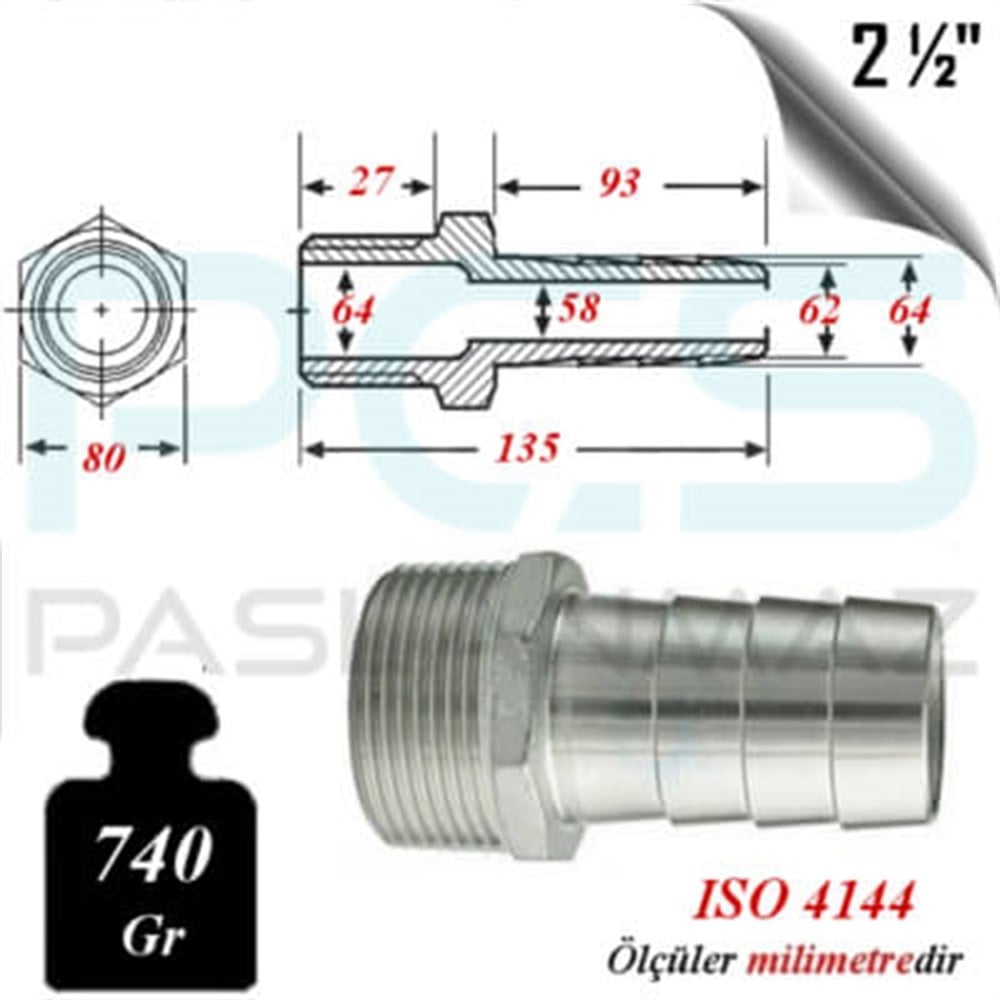 PASLANMAZ ÇELİK 316 KALİTE HORTUM UÇLU NİPELLER