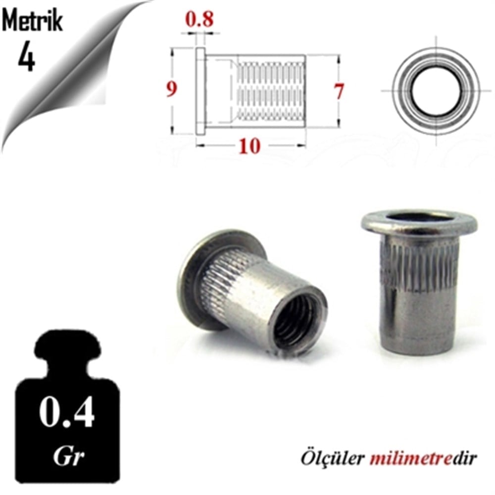 PASLANMAZ ÇELİK FLANŞLI PERÇİN SOMUN