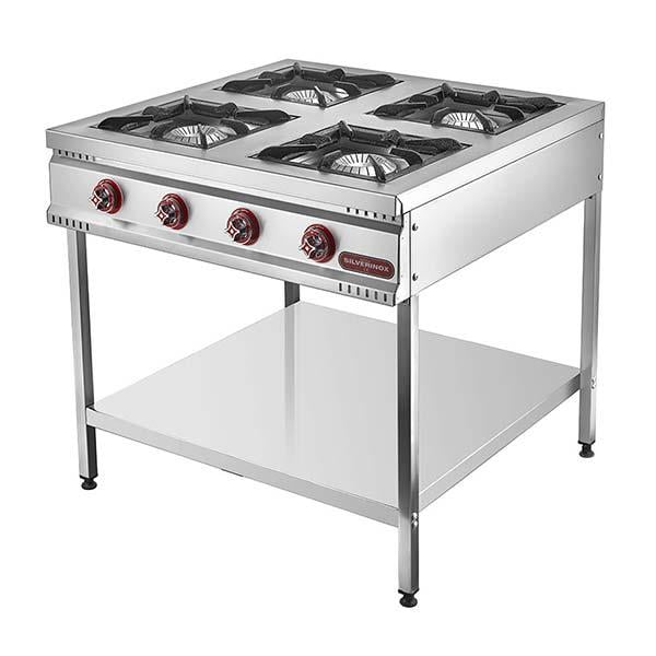 Işıkgaz Silverinox Taban Raflı Midi Ocak 4 Back Doğal Gazlı CE Belgeli TB-4D