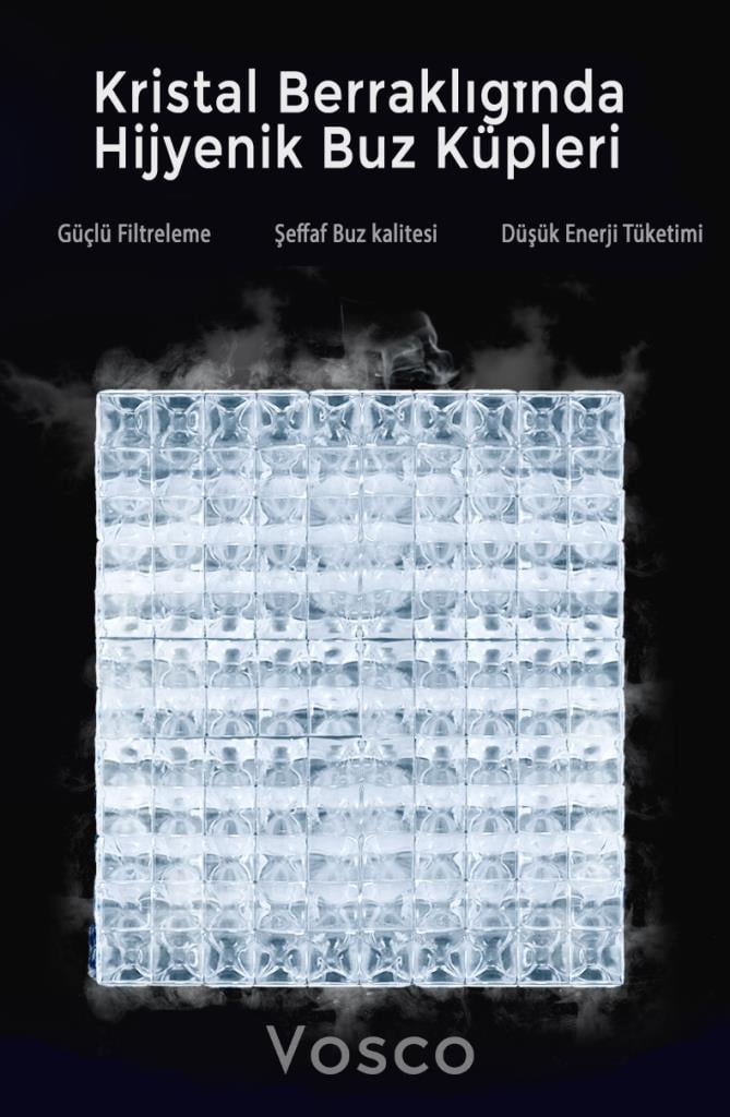 Vosco 120 Kilogram/Gün Kapasiteli Aura Seri Tezgahaltı Buz Makinesi VSCB-120C