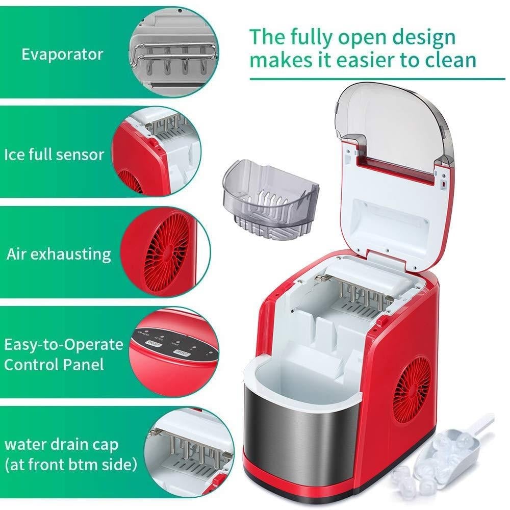 Vosco Set Üstü Buz Makinesi, 12 kg/gün Kapasiteli, Manuel, Kırmızı, HZB-12C