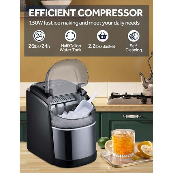 Vosco VSCB-12BS Set Üstü Buz Makinesi, Parmak Buz, 12 kg/gün Kapasiteli, Siyah