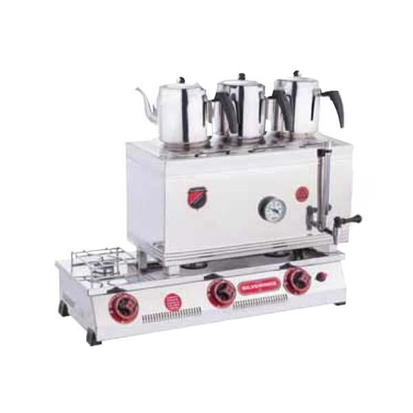 Işıkgaz Silverinox 2066-D 60 Model Kaynaklı Çay Ocağı, Çift Taban, 3 Demlikli, 33 L, Doğalgazlı