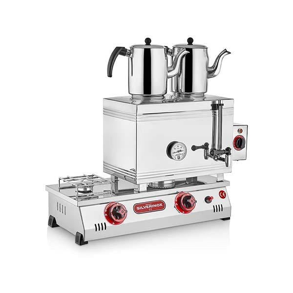Işıkgaz Silverinox 2100-D, 40 Model Kaynaklı 2 Demlikli Çay Ocağı, Çift Taban, 28 L, Elektrikli + Doğalgazlı