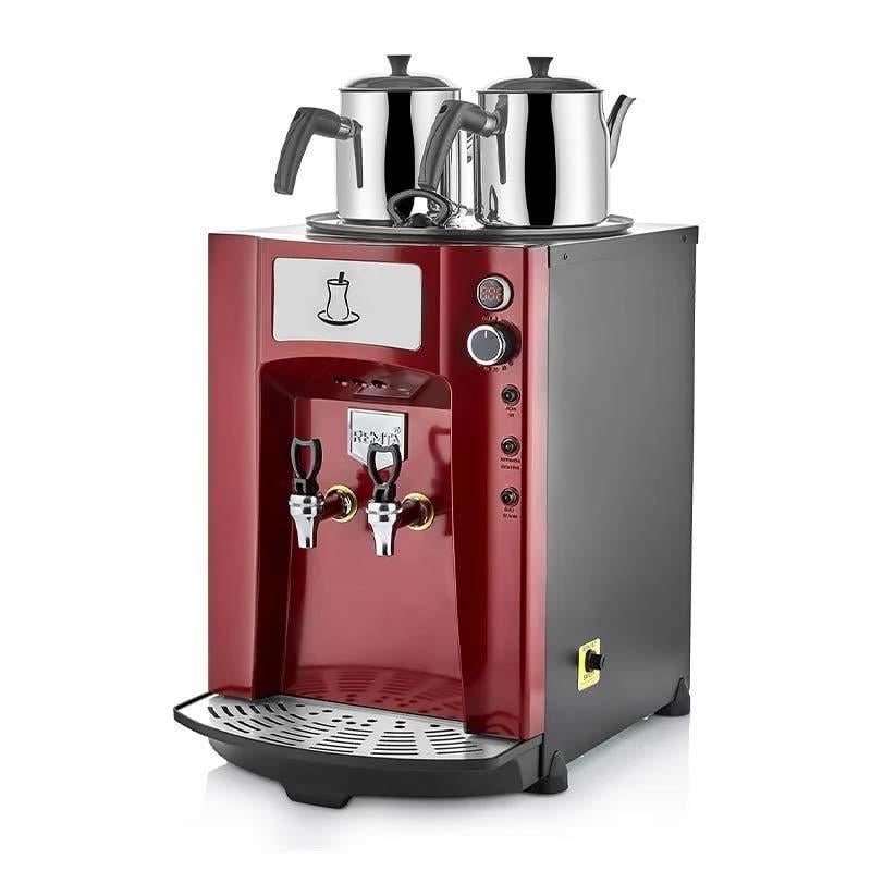 Remta DE11SP Premium Jumbo Şamandıralı Çay Makinesi, 2 Demlikli, 23 L, Kırmızı
