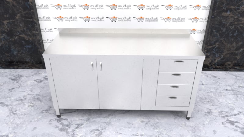 Çalışma Tezgahı Dolaplı Dört Çekmeceli, Inox 430, 160x60x85 Cm