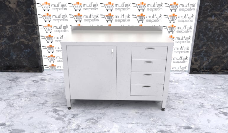 Çalışma Tezgahı Dolaplı Dört Çekmeceli, Inox 430, 120x60x85 Cm