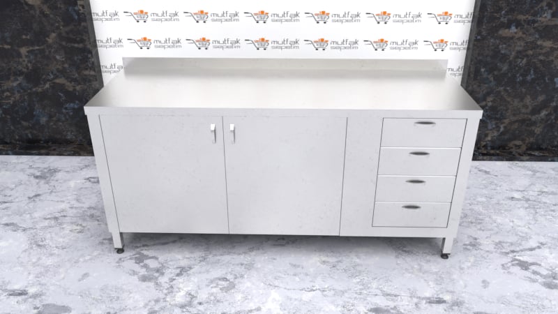 Çalışma Tezgahı Dolaplı Dört Çekmeceli, Inox 430, 180x60x85 Cm