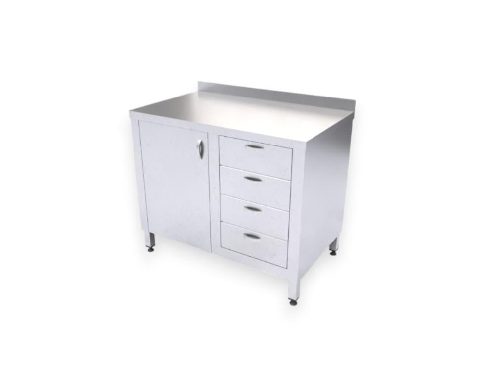 Çalışma Tezgahı Dolaplı Dört Çekmeceli, Inox 430, 100x60x85 Cm