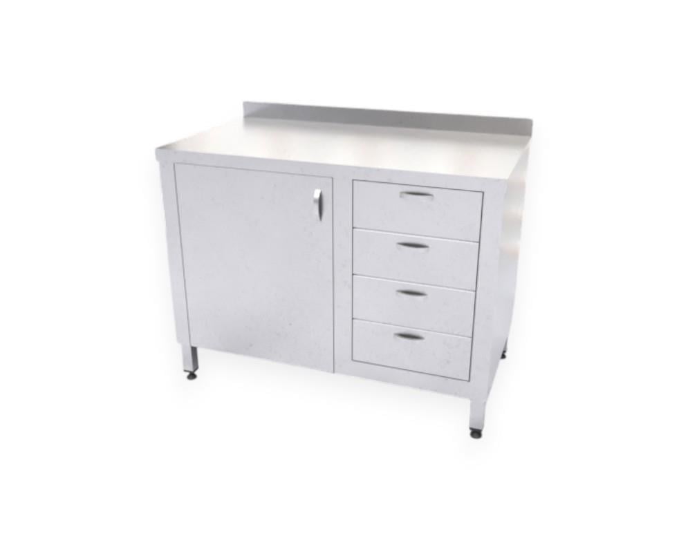 Çalışma Tezgahı Dolaplı Dört Çekmeceli, Inox 430, 110x60x85 Cm
