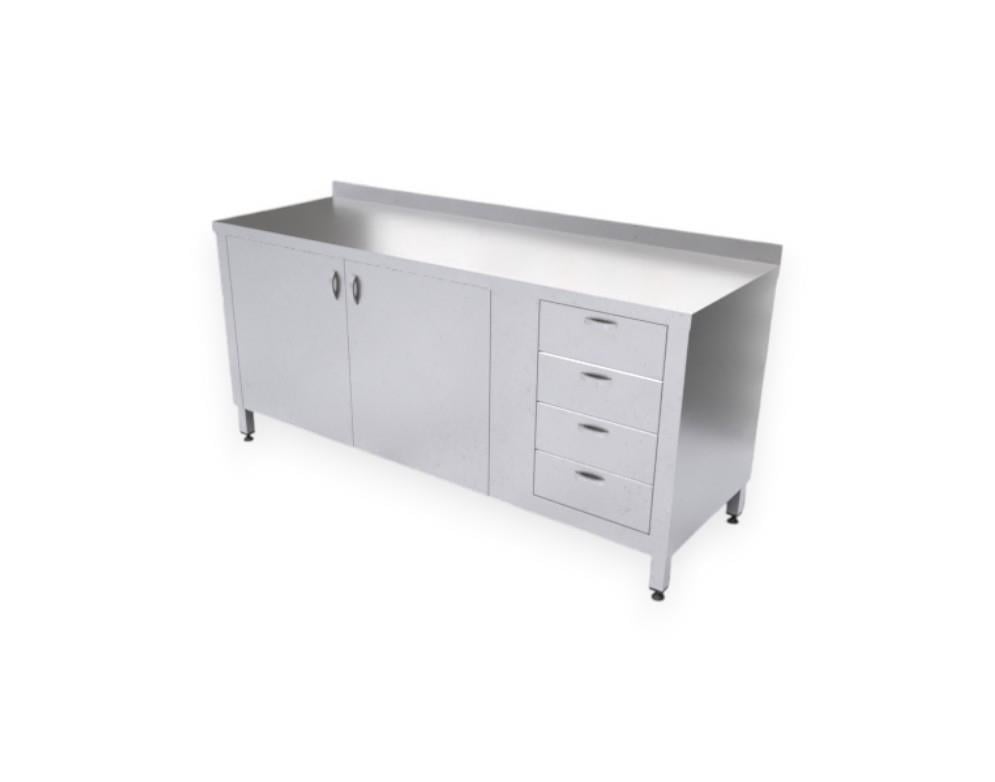 Çalışma Tezgahı Dolaplı Dört Çekmeceli, Inox 430, 180x60x85 Cm