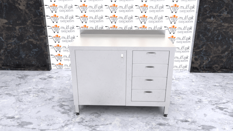 Çalışma Tezgahı Dolaplı Dört Çekmeceli, Inox 430, 110x60x85 Cm