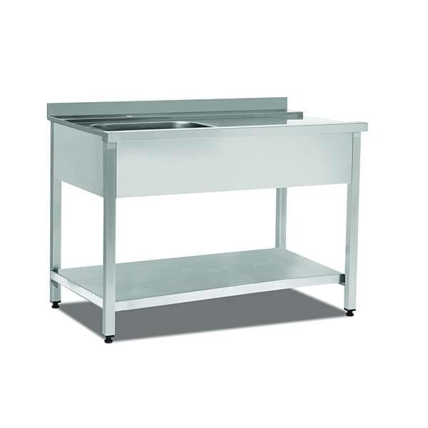 Empero EMP.BYG.75150-1EC-L-K Konveyörlü Bulaşık Maki̇nesi̇ Gi̇ri̇ş Tezgahı, Çöp Sıyırmalı, Tek Evyeli, Taban Raflı, Sol, 150x75x89 cm