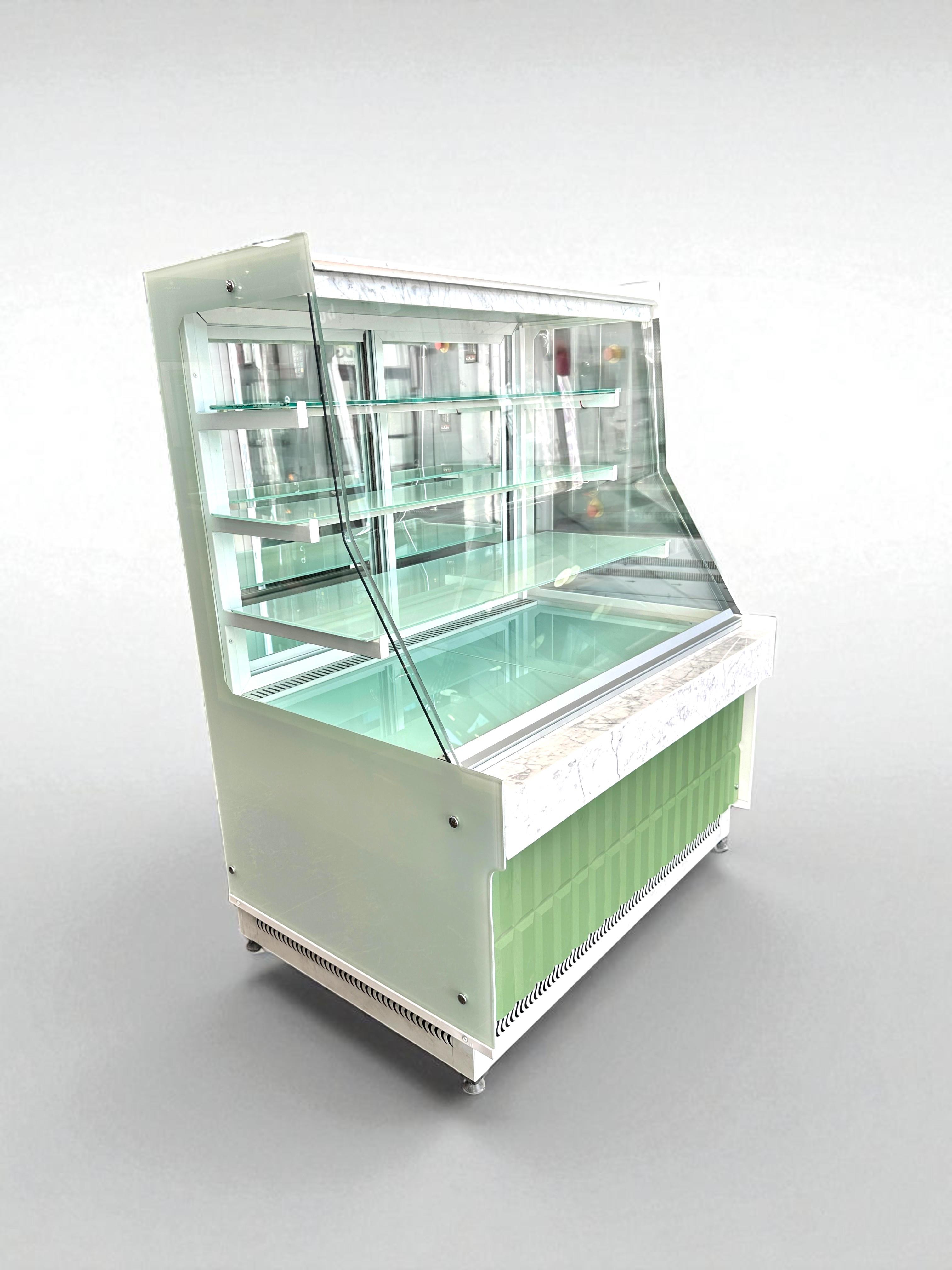 YDG Vitrin Tipi Soğutuculu Dolap, Özel Yeşil Dekor, 110x80x140