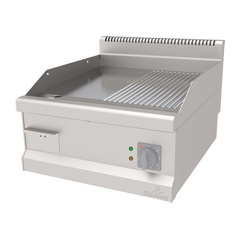 Atalay AEI-673-ND-CR Elektrikli Izgara, Krom Yüzey, Nervürlü ve Düz Pleyt, 60x73x30