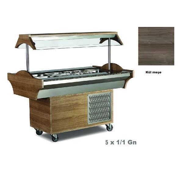 Empero EMP.SB.05.K Soğutmalı Salad Bar, Kül Meşe Model, 5x1/1 Gn, 180x89 cm